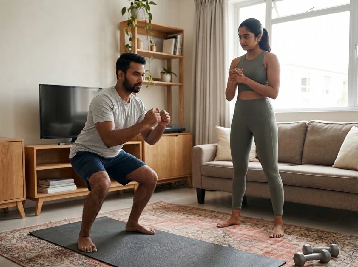 Illustrative home personal training coaching session