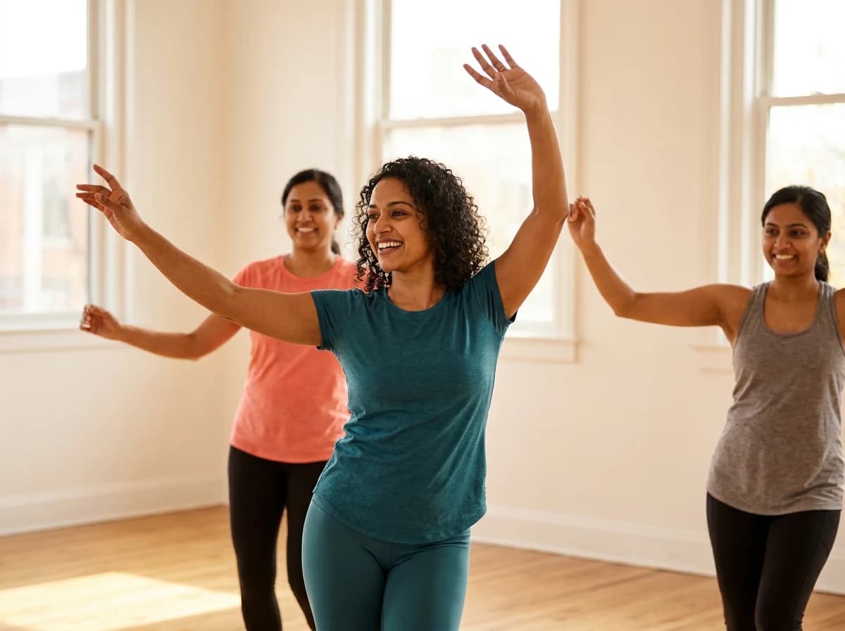 Illustrative Zumba group fitness dance session
